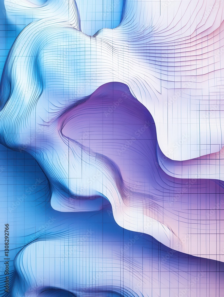 Aufkleber futuristic paper art design blending layered cut outs and digital grid in cool tones representing cy