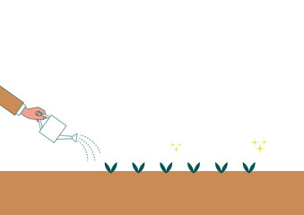 植物に水やりをするイラスト