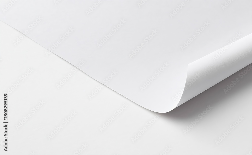 Leinwandbilder smooth clean white paper for design mockup on light background : generative ai