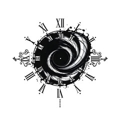 Surreal Black Hole Clock - Time and Space Vortex Concept