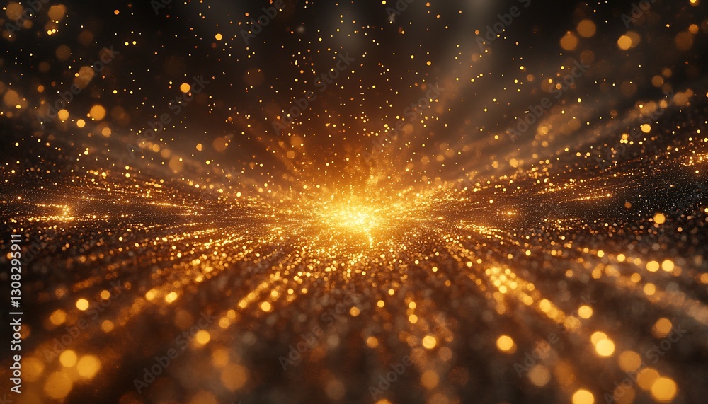 Fototapete stunning golden particles and sparks radiating from a central point creating a sparkling effect : ge