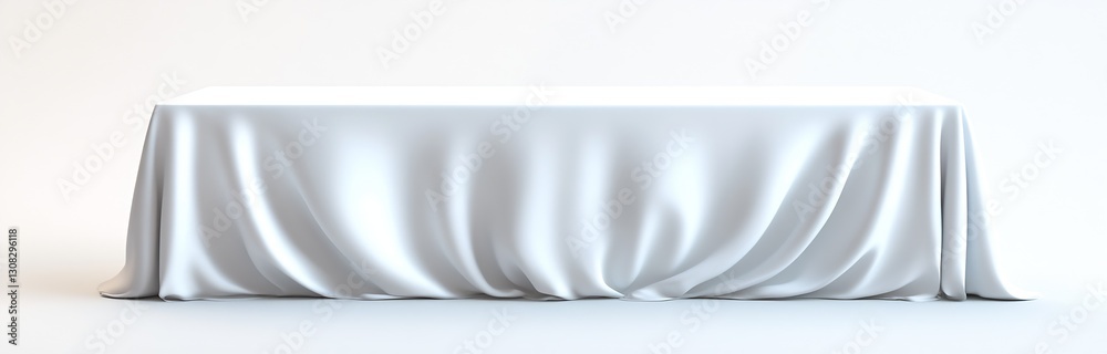 Poster simple elegant white tablecloth gently draped for versatile uses in photography and design : generat
