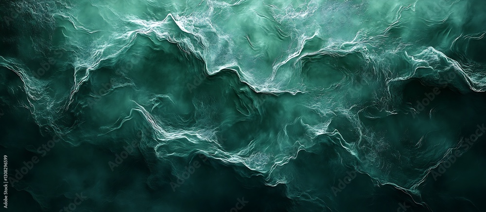 Poster abstract wavy texture of ocean waves in deep green tones for artistic backgrounds and designs : gene