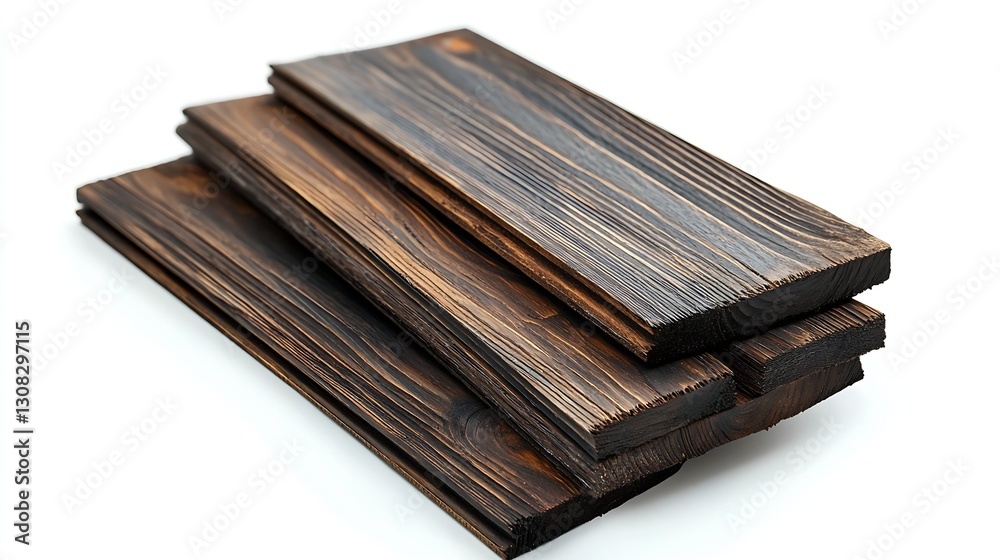 Aufkleber stacked dark charred wood planks for home renovation and design ideas in rustic style settings : gen