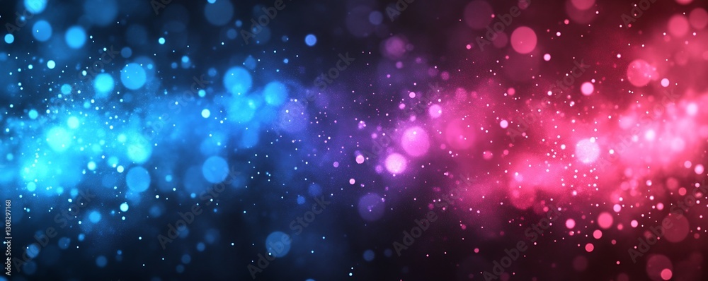 Poster Vibrant Colorful Bokeh and Particles Abstract Background in Blue Pink and Red Hues : Generative AI