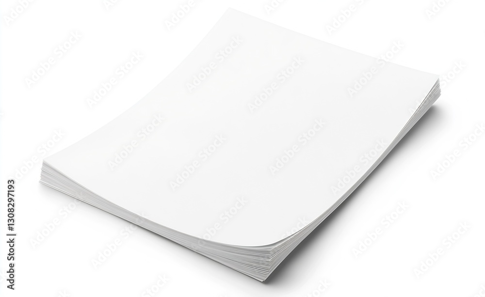 Aufkleber Blank A4 sheet of white paper with curved edges on a clean background for design mockups : Generative AI