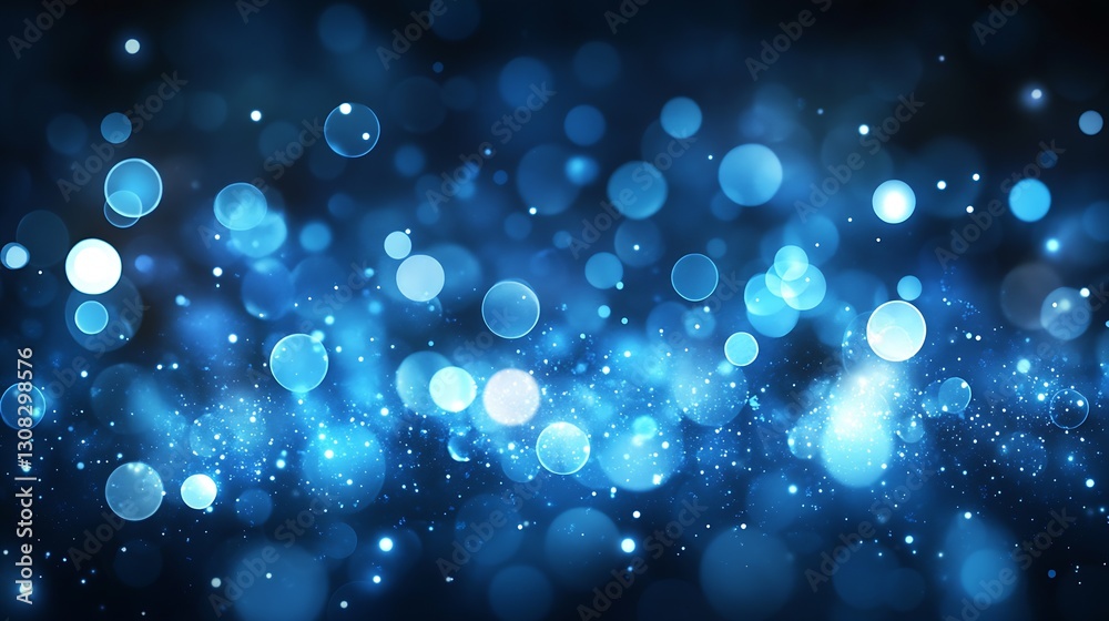 Poster Stunning abstract blue bokeh background with shimmering lights and soft focus effect : Generative AI