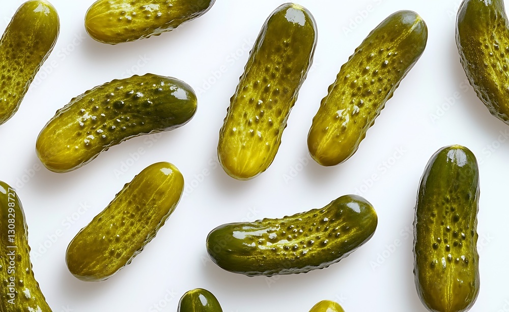 Poster fresh pickled cucumbers isolated on white background for culinary use : generative ai