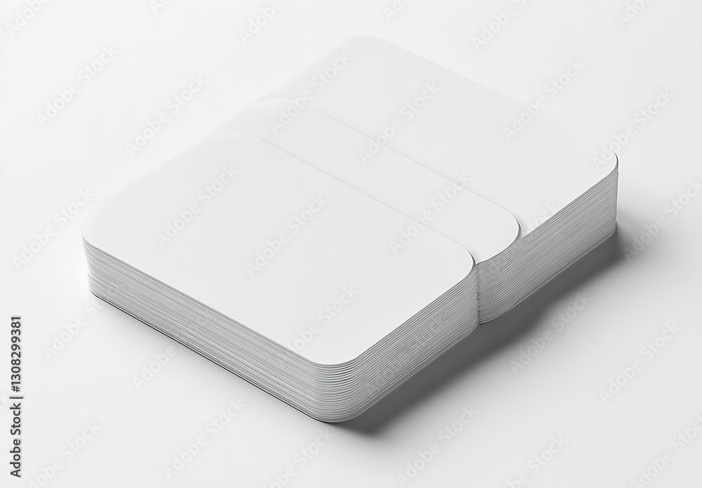 Fototapete stack of rounded edge blank business cards on a light surface for custom designs : generative ai