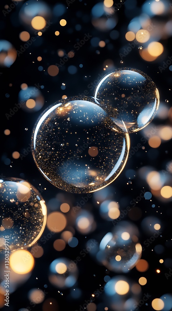 Aufkleber stunning close up of bubbles and glittering lights in a magical background : generative ai