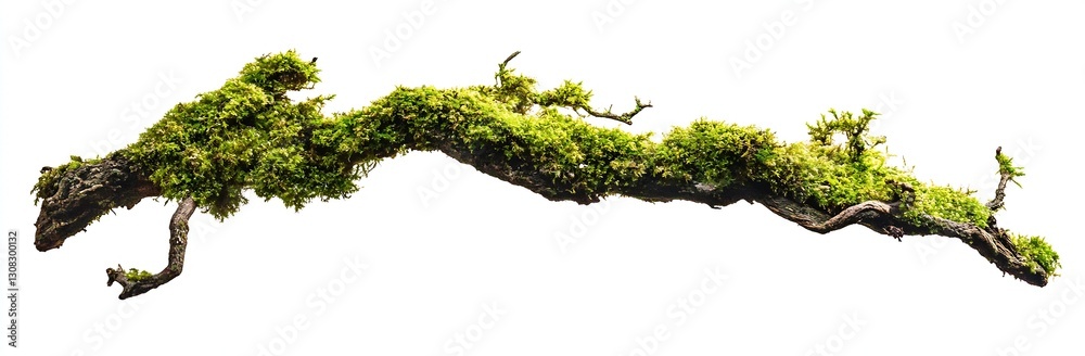 Poster moss covered branch artistic display of nature's greenery on white background : generative ai