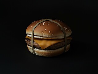 Hamburger on black background