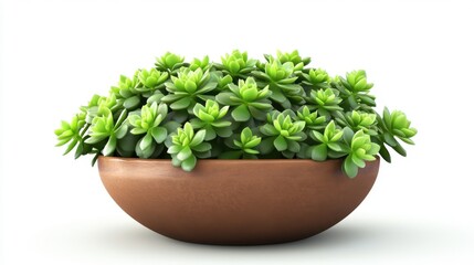 Obraz premium Lush Green Succulent Plant Arrangement in Clay Pot on White Surface
