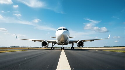 Obraz premium 一架飞机停在跑道上