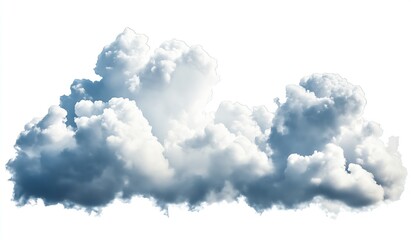Naklejka premium Fluffy white clouds isolated on a white background exuding a calm feeling : Generative AI