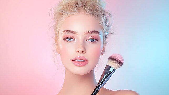 Makeup application tutorial studio image bright colors close-up beauty tips for flawless skin