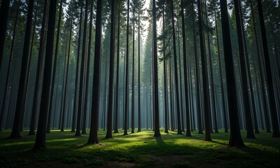 Obraz premium 一片翠林的光影交错