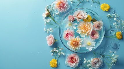 floral background with flowers on the water