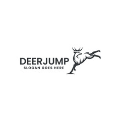 Deer Jump Line Art Logo