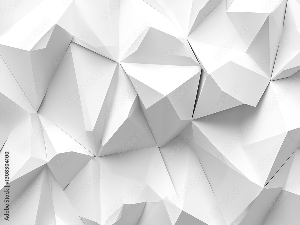 Poster Geometric white paper texture with sharp angles and three dimensional design : Generative AI