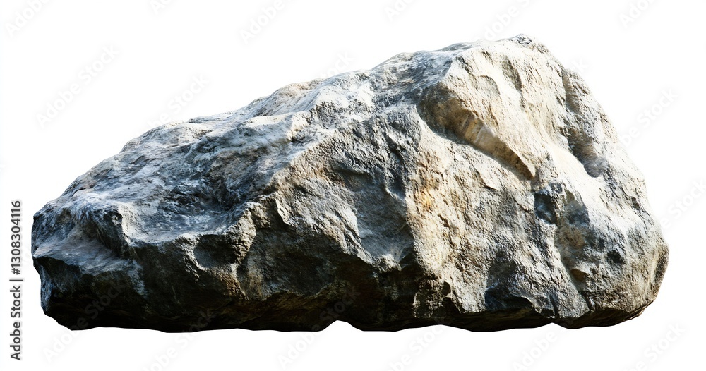 Poster large rough rock stone isolated on a white background : generative ai