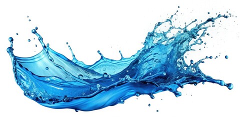 Single Blue Water Splash, Isolated White Background, High-Resolution Photo, Royalty Free Image, Splashing Water, Blue Water Drop, Liquid,  Clean, Pure,  Water Photography