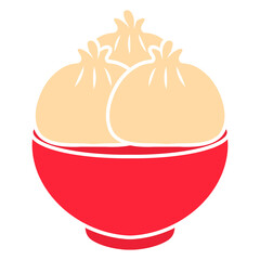 vector illustration of red bowl with dumplings