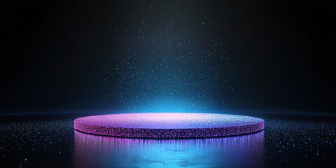 Technology style black background particle beam circular luminous product booth