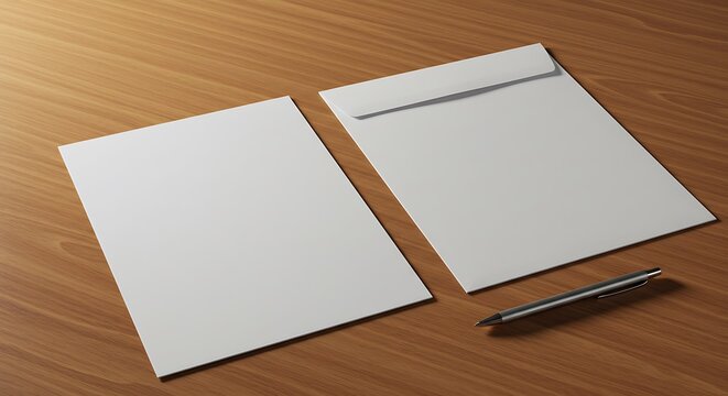 Realistic Corporate Letterhead & Envelope Mockup on Wooden Desk &ndash; Perfect for Branding Presentations