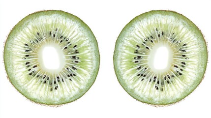 Fresh Kiwi Halves in Minimalist Composition, Showcasing Natural Beauty and Simplicity
