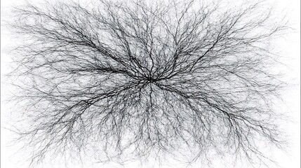 Obraz premium Abstract black lines radiating outwards from a central point, resembling a network or veins.