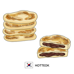 韓国料理＿ホットクの線画イラスト