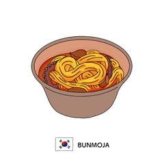 韓国料理＿ブンモジャの線画イラスト