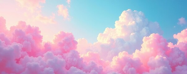 Fototapeta premium Dreamy pastel watercolor cloudscape, soft textures , abstract, ethereal