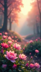 Obraz premium Dreamy, soft-focus landscape, bokeh highlights, art, filter