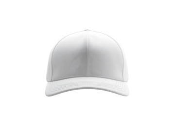 Plain white baseball cap, front view.