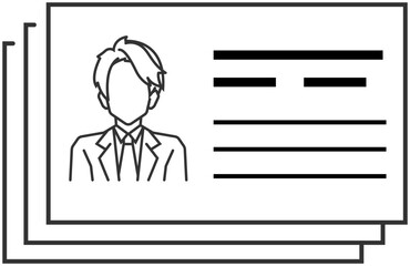 ビジネス用アイコン「男性が描かれた重なった名刺」