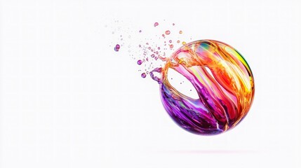 Obraz premium Iridescent Holographic Bubble Colorful Liquid Sphere Abstract Paint Splash Gradient Des