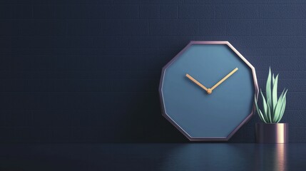 A minimalist clock with a blurred background of abstract office elements, emphasizing the importance of time management in remote work.