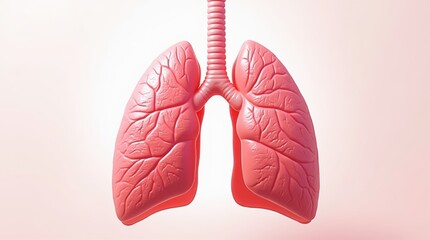 Close-up of healthy lungs, vibrant pink with clear texture, soft lighting, isolated on white, wellness focus.
