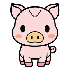 Obraz premium Chinese New Year kawaii animal vector illustration, Chinese Festival kawaii design