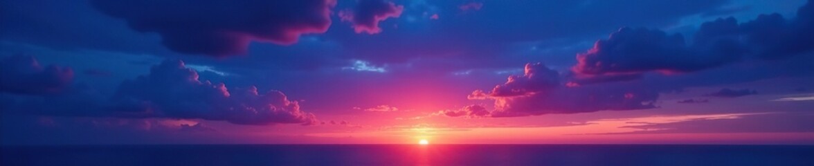 Fototapeta premium Deep indigo night sky transitioning into bold azure sunset, blue, vivid, dreamy