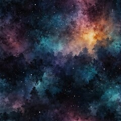 Mystical Night Sky and Dreamy Mountain Landscape