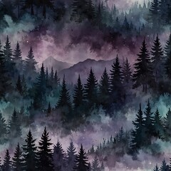 Mystical Night Sky and Dreamy Mountain Landscape