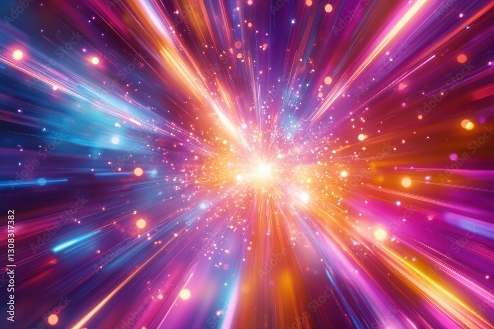 Aufkleber Bright neon explosion creating a dynamic movement of colors and light in an abstract background filled with surprises Generative AI