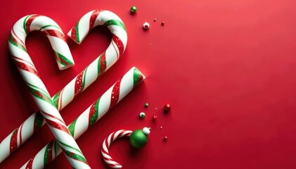 Classic red and green candy canes, festive holiday treat , sweets, green