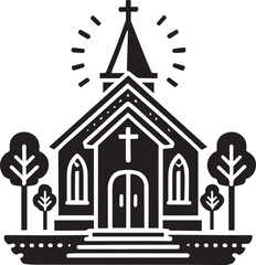 church icon vector illustration, black church silhouette vector, church logo vector, church silhouette vector isolated on white background