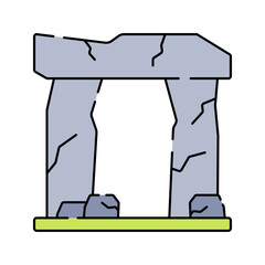 Stonehenge Flat design style, grey stone monument, symbolizing ancient history, great for travel promotions, cultural projects, and historical presentations.