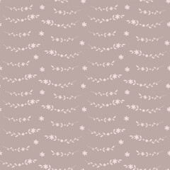 Floral summer wallpaper. Vector seamless pattern with a simple little flowers and leaves. Repeat texture for textile or wrapping paper.