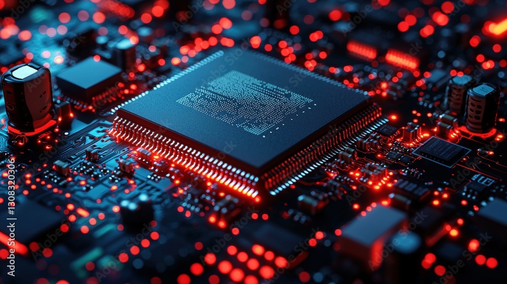 Poster high-performance computer chip with intricate design and advanced technology for electronic devices